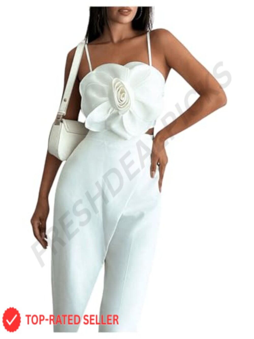 Crop Top 3D Floral Cami Sleeveless Spaghetti Strap Bustier Going Out Y2K - Picture 2 of 6